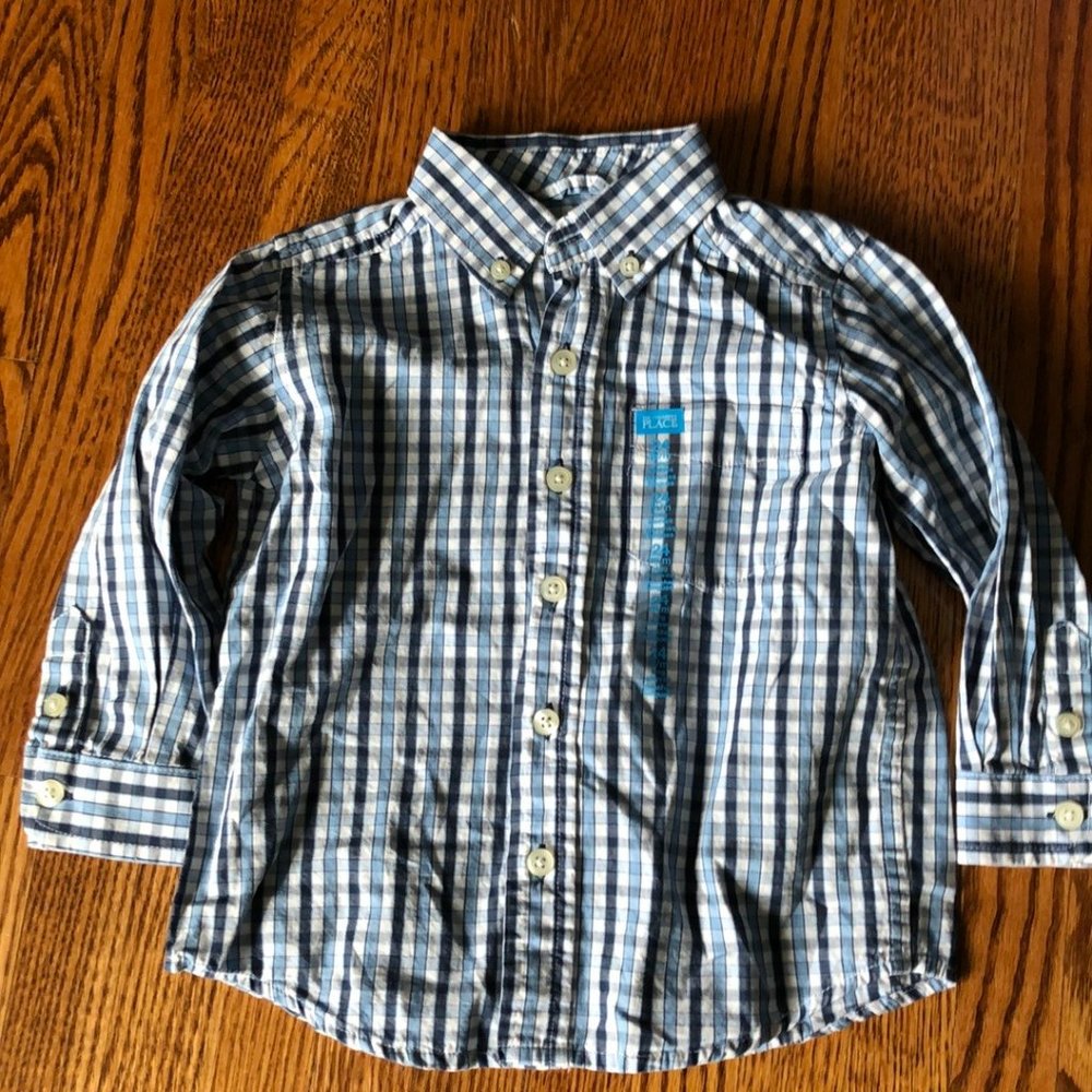 Children’s Place Blue Stripped Long Sleeved Dress Shirt